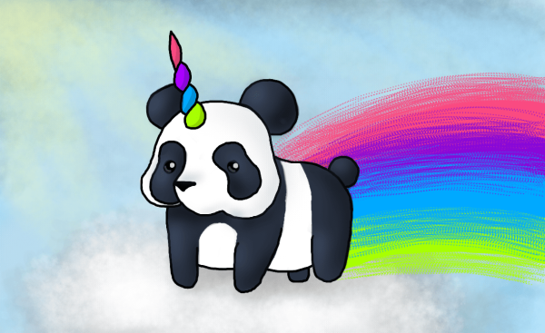 Панда с рогом единорога