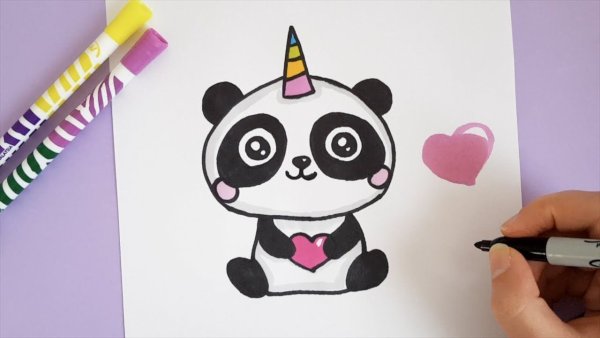 Пандочка Единорог рисунок