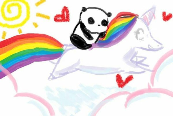 Панда Единорог рисунок
