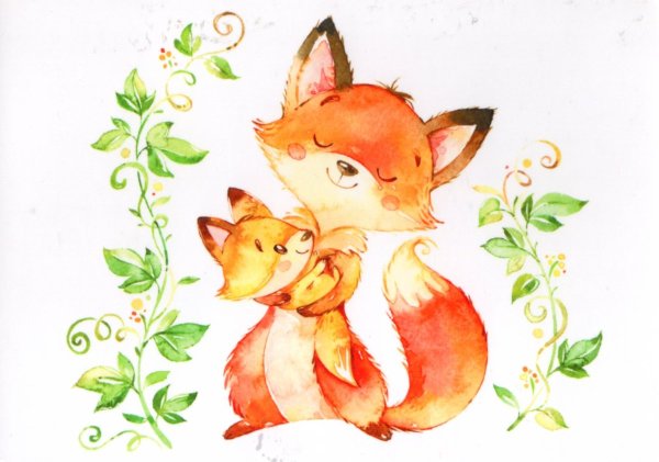 Милые зверюшки мама и ребёнок