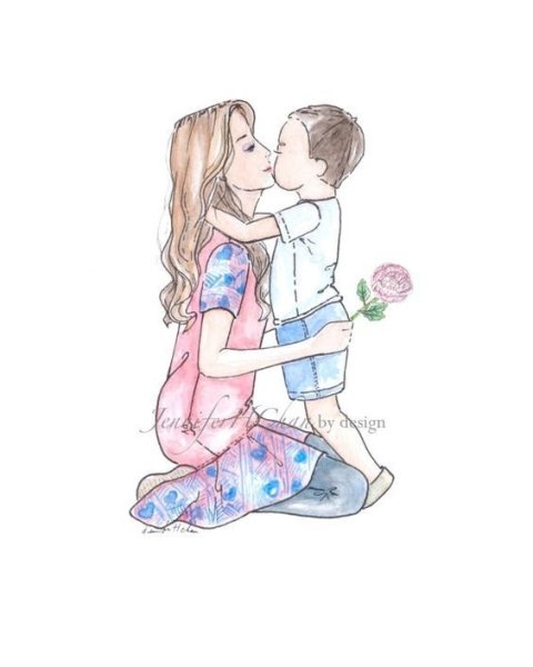 Модные иллюстрации мама и сын