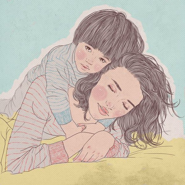 Мама и сын рисунок