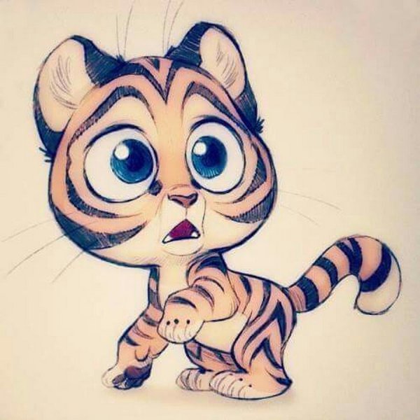 Тигр милый мультяшный