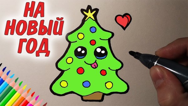 Елка фломастерами легко