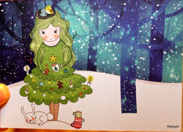 Черно белая открытка с новым годом