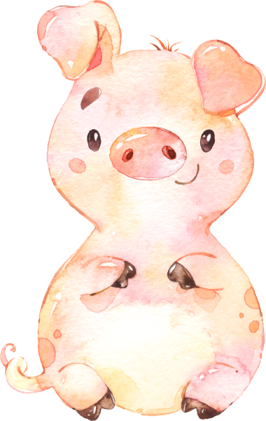 Свинка акварелью