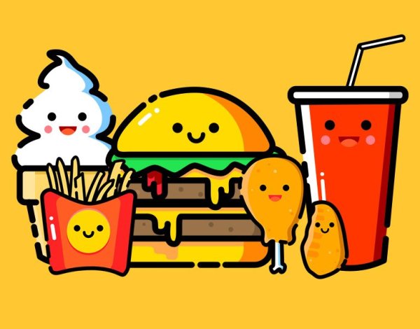 Мультяшная еда с глазками