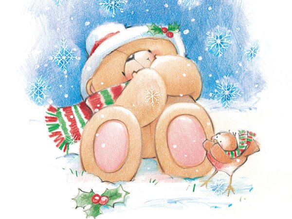 Новогодние открытки с мишками