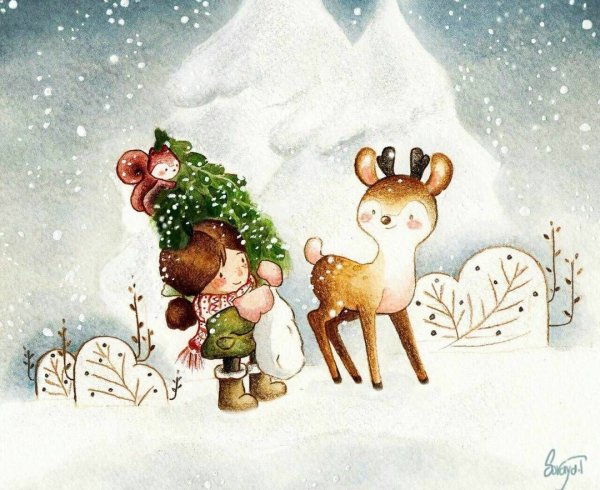 Милые новогодние иллюстрации