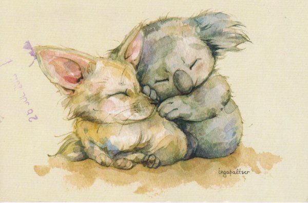 Милые зверушки акварель