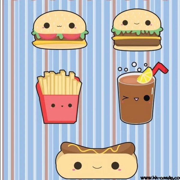 Милые рисунки еды с глазками