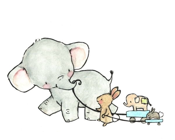 Милые слоники иллюстрация