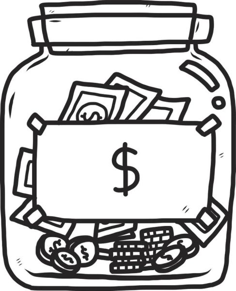 Раскраска банка с деньгами
