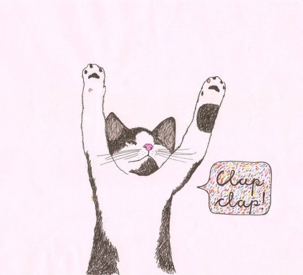 Кот с поднятой лапой рисунок