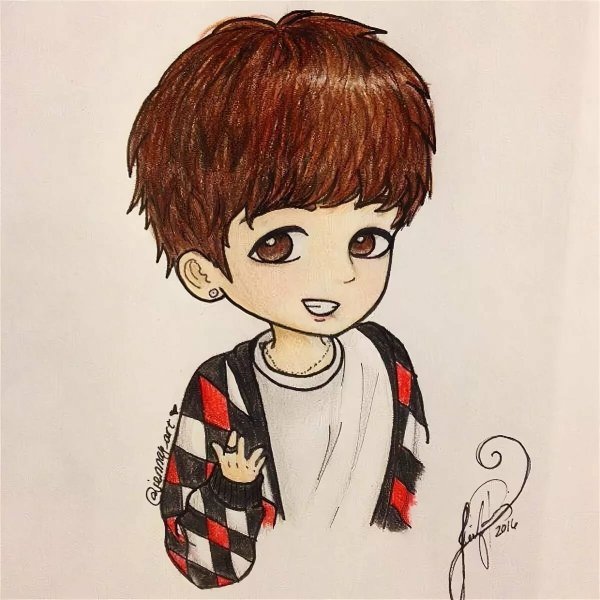 Чиби БТС Чонгук карандашом