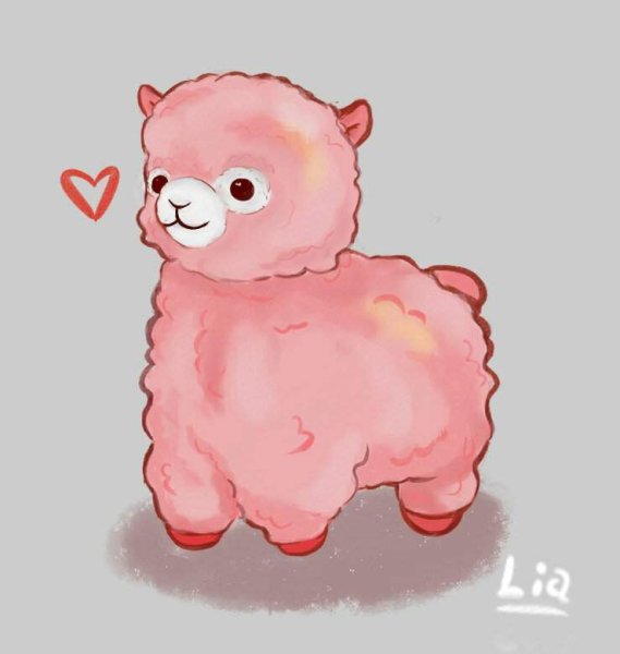 Лама розовая мультяшная