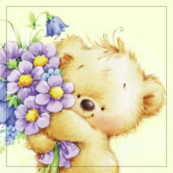 Милые зверюшки с цветами