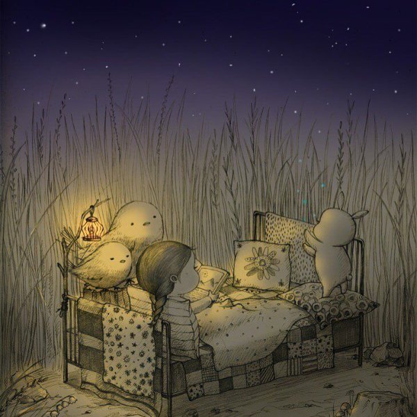Милые иллюстрации ночь