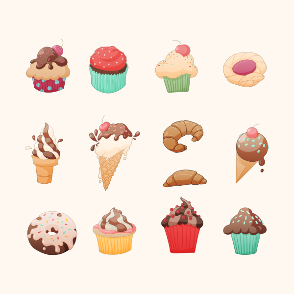 Кавайные котики с едой