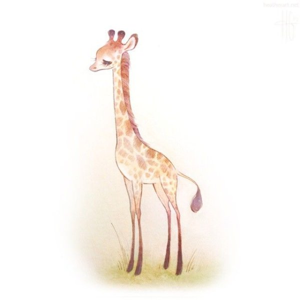 Жираф акварелью маленькие