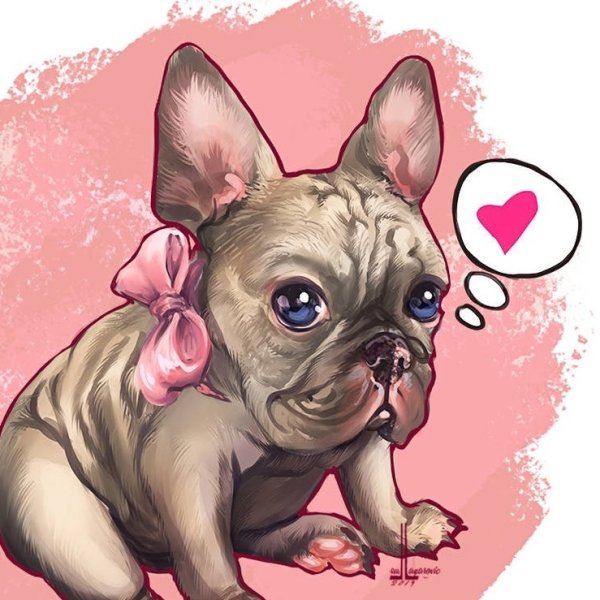 Французский бульдог мультяшный