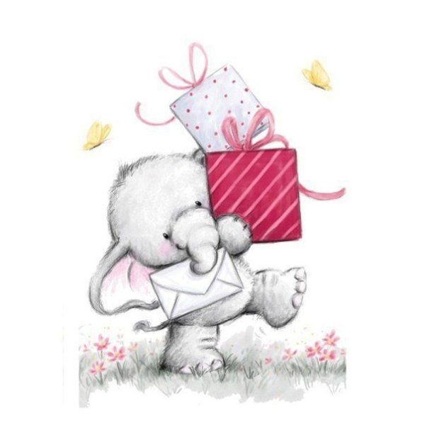 Мишка с подарком рисунок