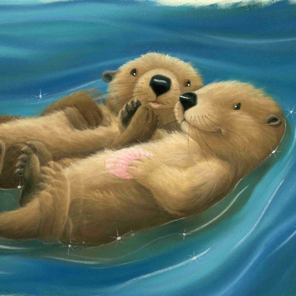 Выдры обнимаются