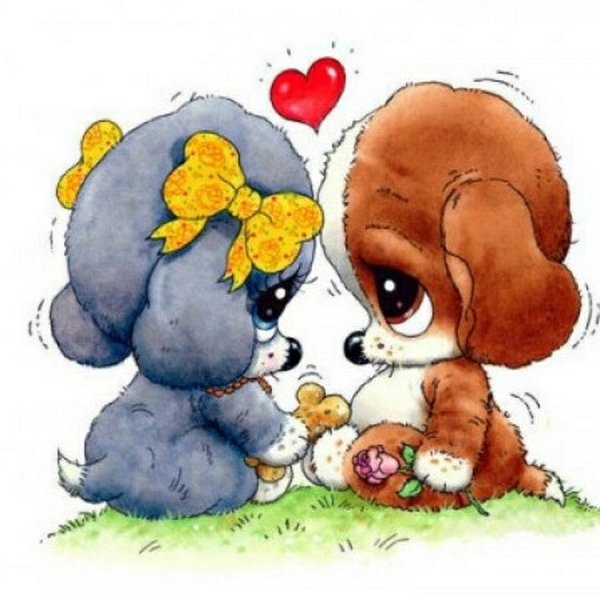 Милые мультяшные животные любовь