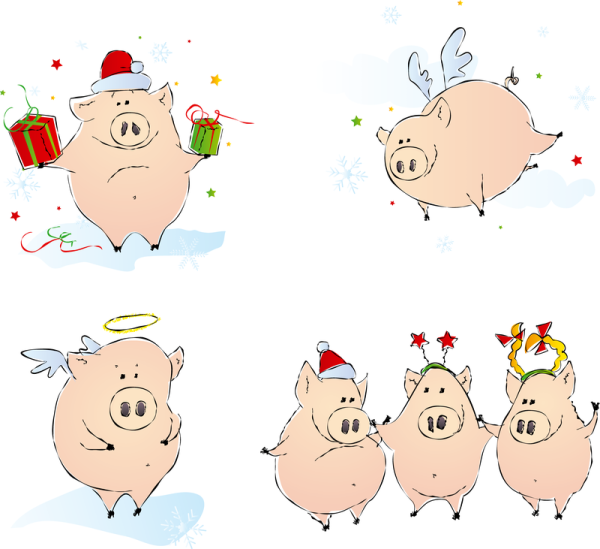 Новогодние мультяшные свинки
