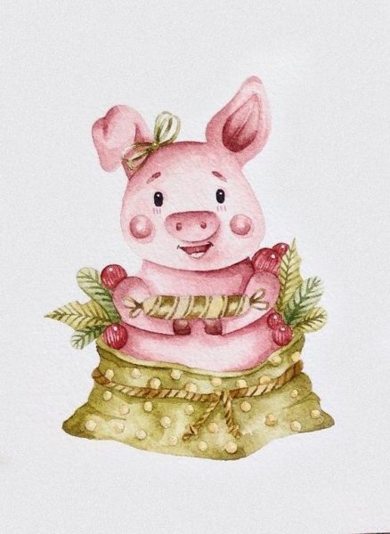 Новогодняя Свинка рисунок