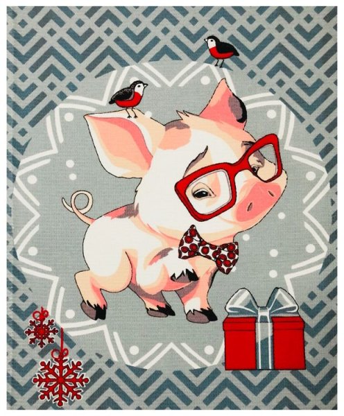 Новогодняя открытка со свиньей