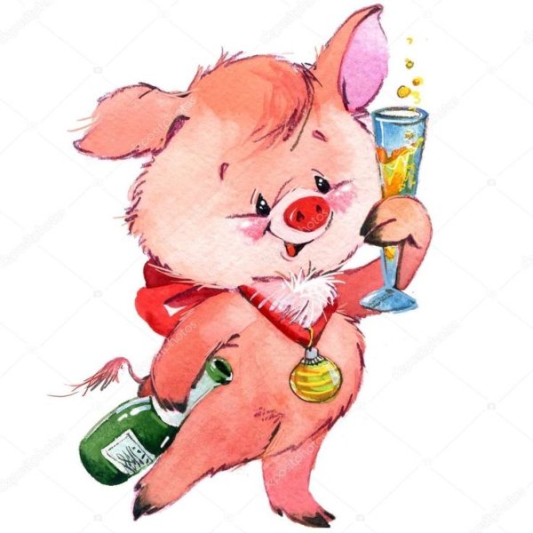 Поросенок с бокалом