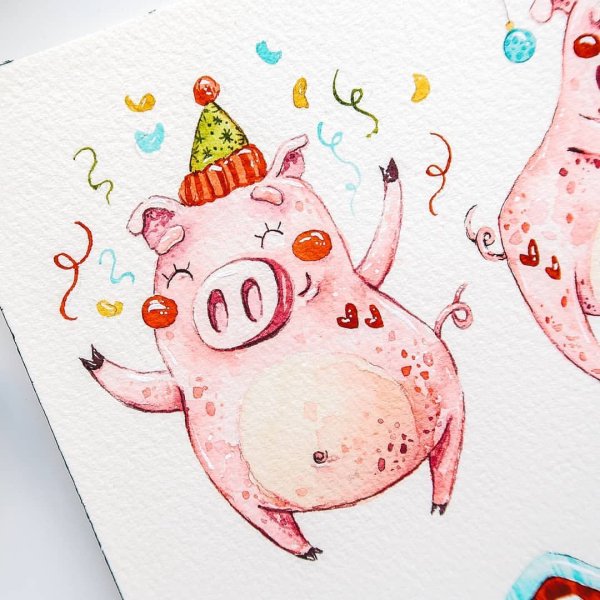 Свинья арт милый