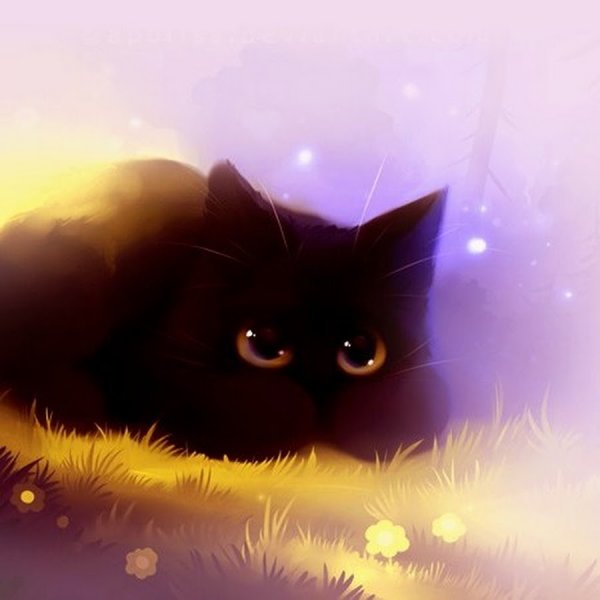 Черный котенок арт