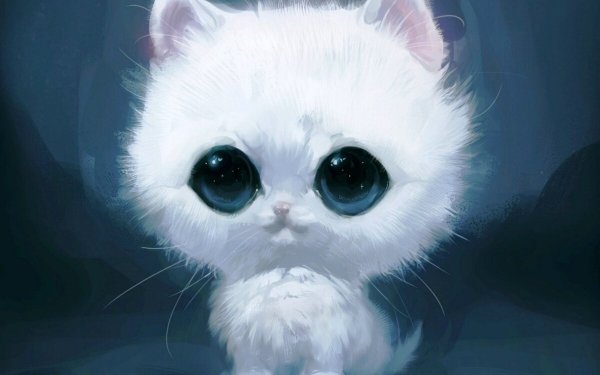 Мультяшный кот с большими глазами