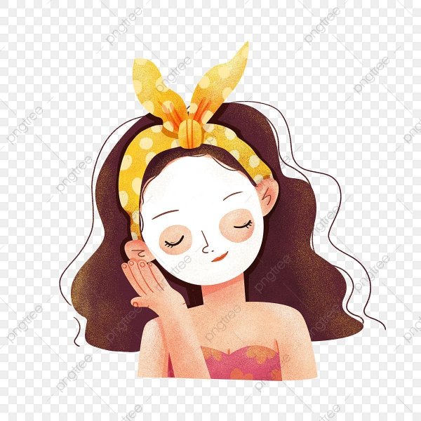 Мультяшная девушка в маске для лица