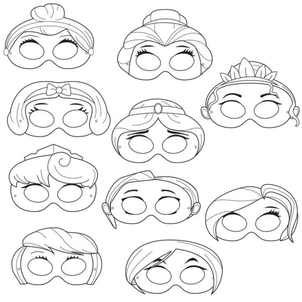 Маска принцессы чб