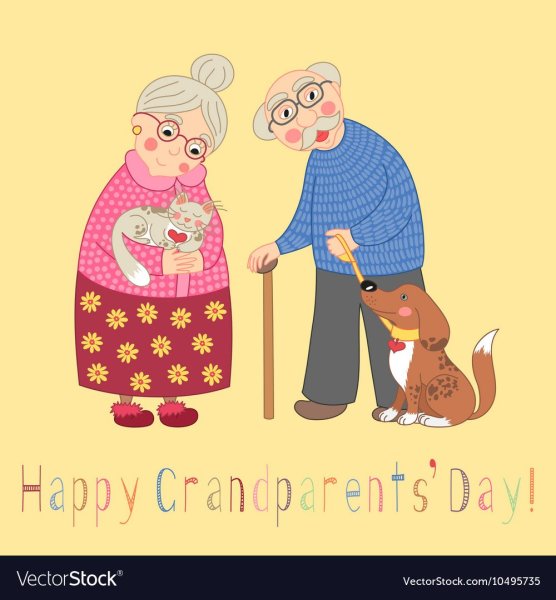 Бабушка и дедушка с щенком