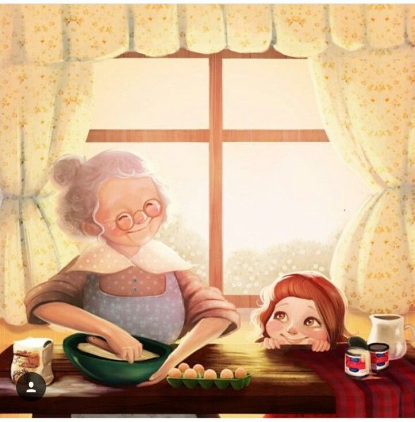 Бабушка и внучка иллюстрации