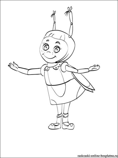 Раскраски Лунтик Мила Пчеленок