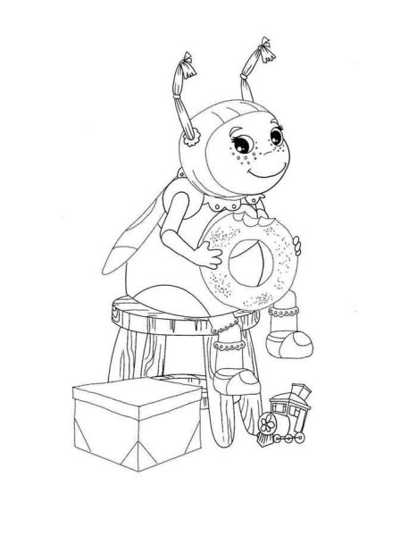 Раскраска Лунтик Кузя Мила Пчеленок