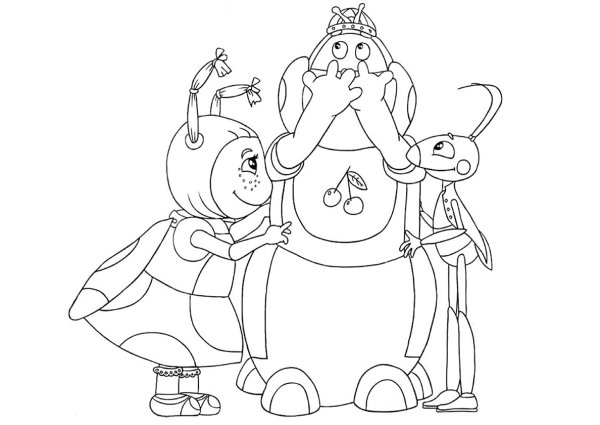 Герои мультика Лунтик раскраска