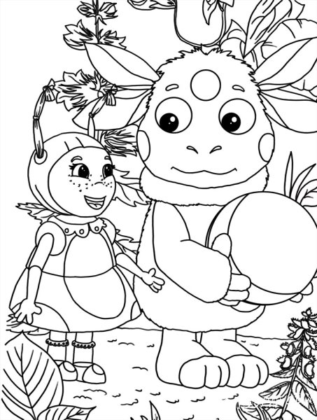 Раскраска Лунтик Кузя Мила Пчеленок