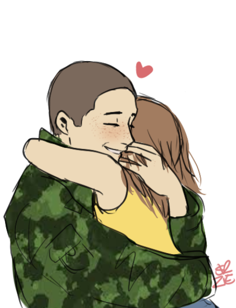 Солдат и девушка рисунок