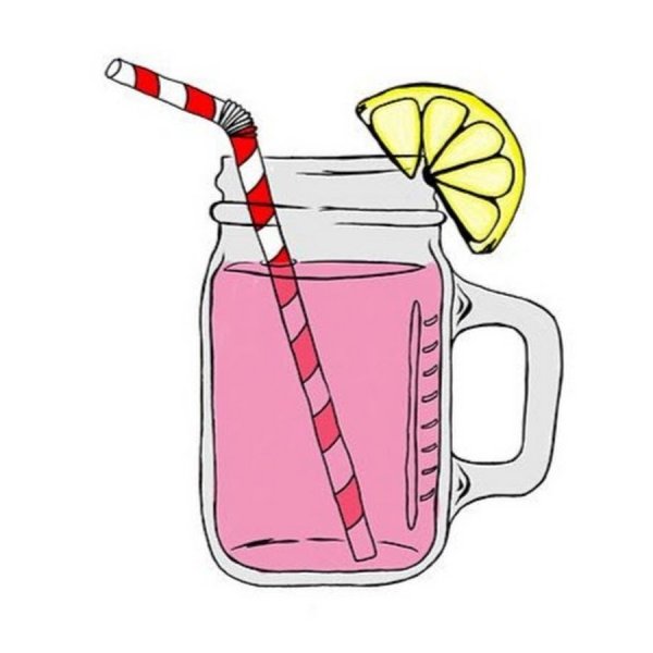 Стакан с лимонадом для срисовки
