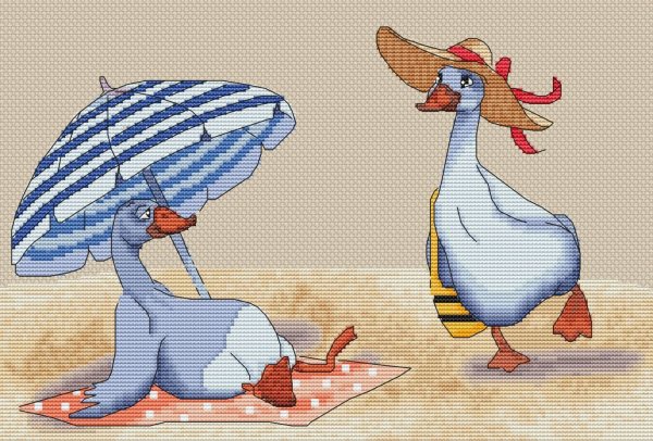 Вышивка крестом гуси
