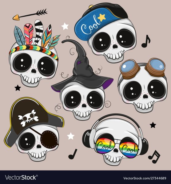 Милые наклейки череп