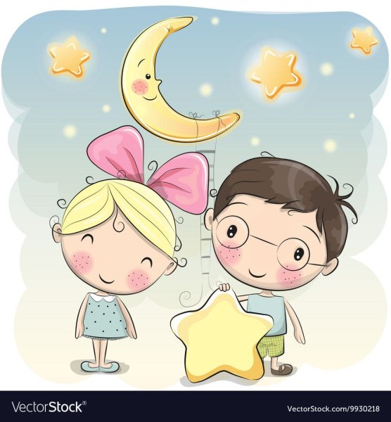 Милые рисунки мальчика и девочки