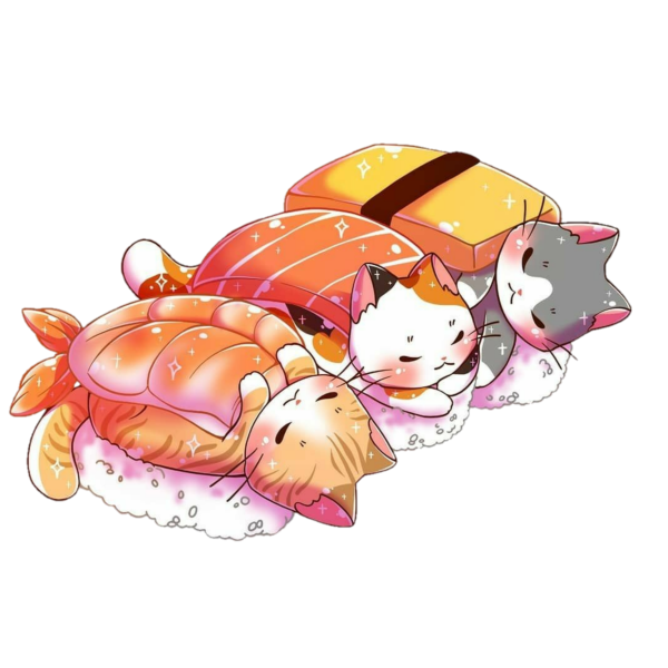 Кавайные котики с едой