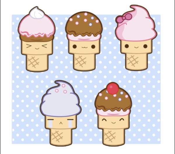 Срисовать мороженое и пончики